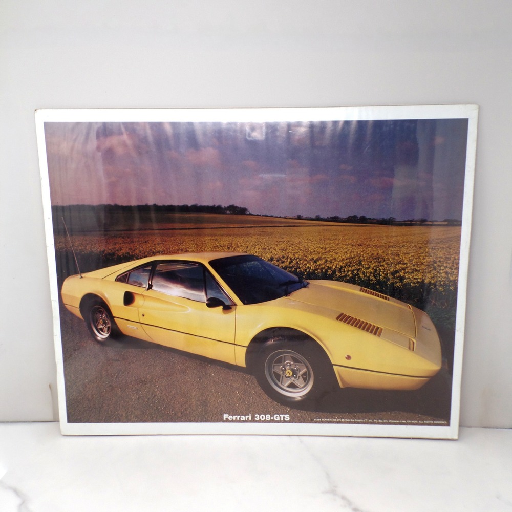 Vintage Ferrari 308-GTS Poster, 1986, 20x16, in Original Shrinkwrap on Cardboard